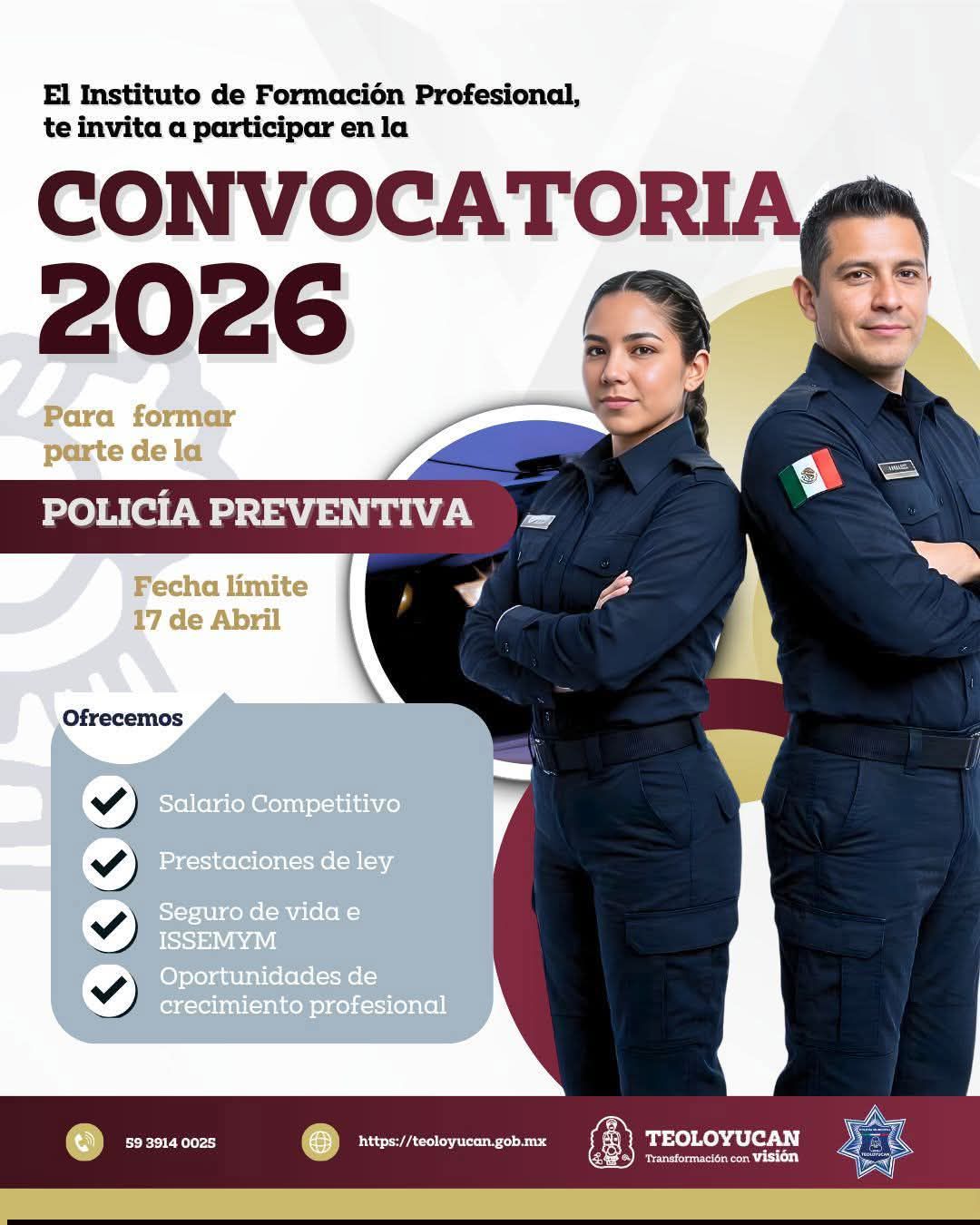 Convocatoria 2026: Policía Preventiva de Teoloyucan